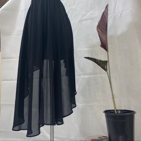 Lush Asymmetrical Black Dress - Picture 5 of 10